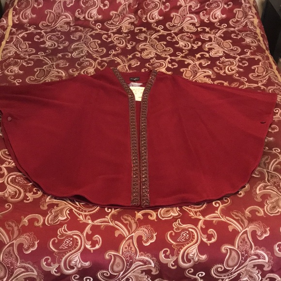 🎉HP🎊Patti Labelle Wool Cranberry Cape Jacket. - Picture 6 of 6